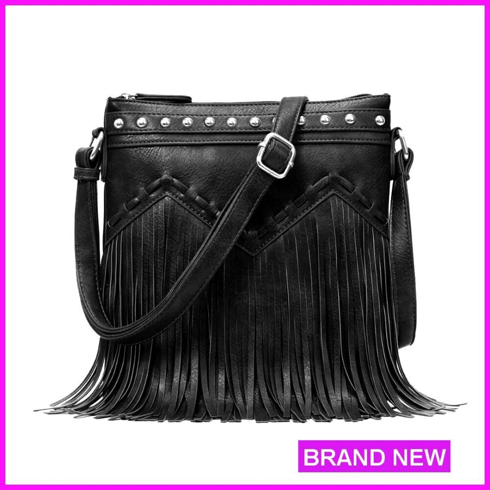 Fringe Crossbody Bag Western Purse Vegan Leather Tassel Shoulder Bag Women